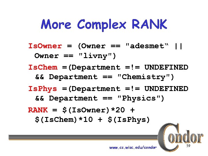 More Complex RANK Is. Owner = (Owner == 