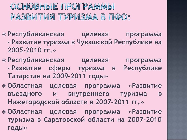  Республиканская целевая программа «Развитие туризма в Чувашской Республике на 2005 -2010 гг. »