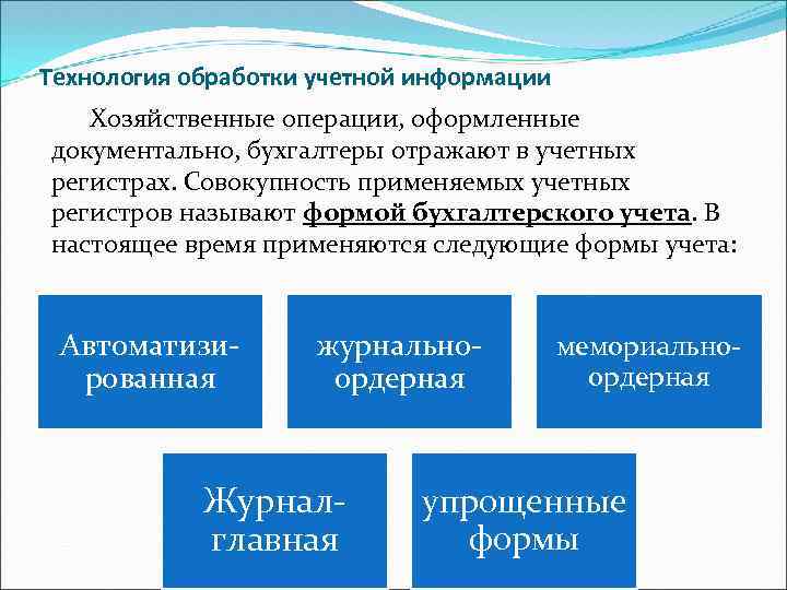 Технологии обработки информации. Обработка учетной информации. Организация технологии обработки учетной информации. Обработка учетной информации в бухгалтерском учете. Этапы обработки учетной информации.