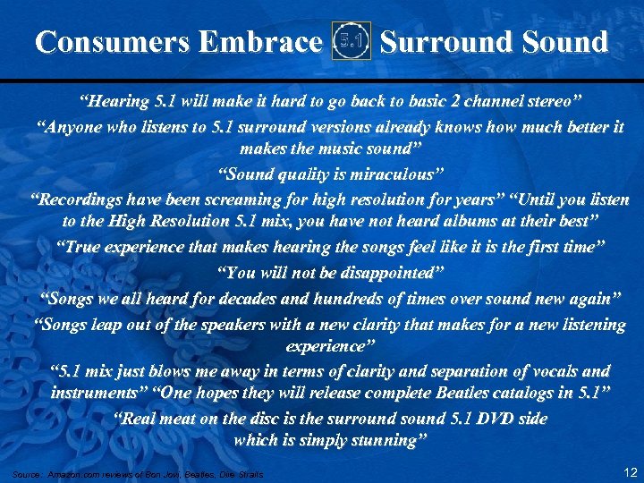 Consumers Embrace Surround Sound “Hearing 5. 1 will make it hard to go back