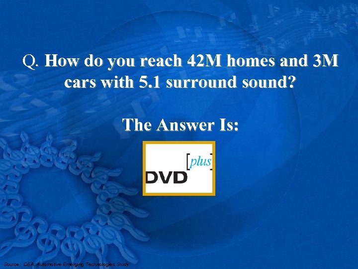 Q. How do you reach 42 M homes and 3 M cars with 5.