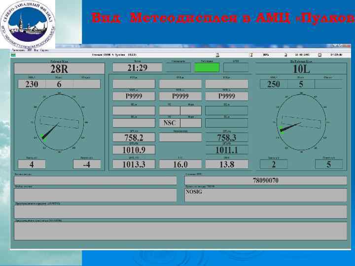 Вид Метеодисплея в АМЦ «Пулков 