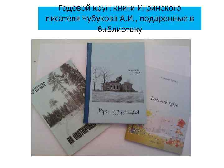 Годовой круг: книги Игринского писателя Чубукова А. И. , подаренные в библиотеку 