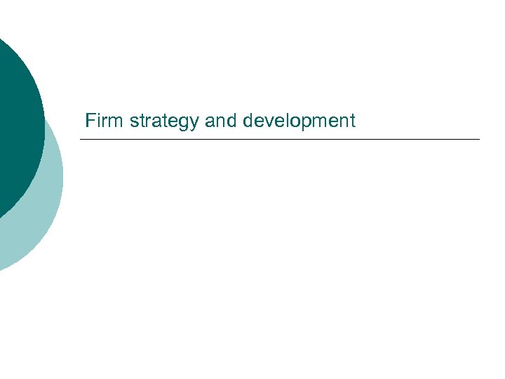 Firm strategy and development 