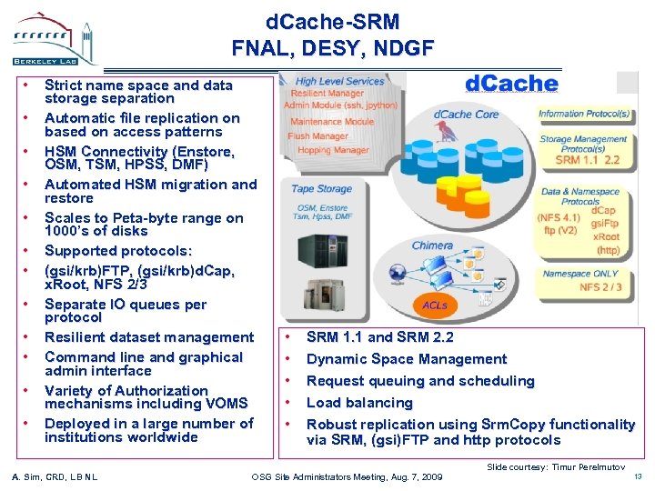 d. Cache-SRM FNAL, DESY, NDGF • • • Strict name space and data storage