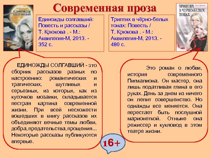 Современная проза Триптих в чёрно-белых Единожды солгавший: тонах: Повесть / Повесть и рассказы /