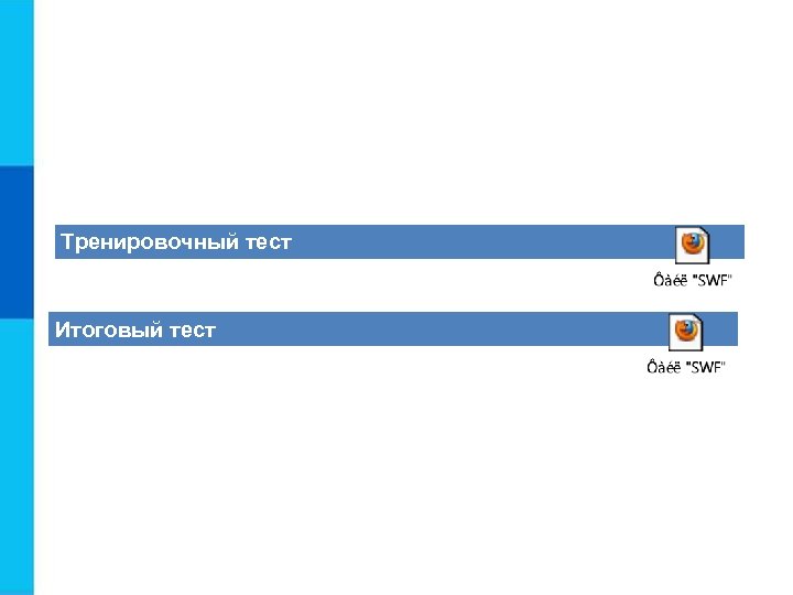 Тренировочный тест Итоговый тест 