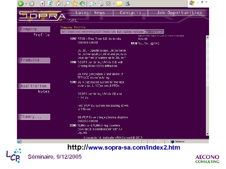 http: //www. sopra-sa. com/index 2. htm Séminaire, 9/12/2005 