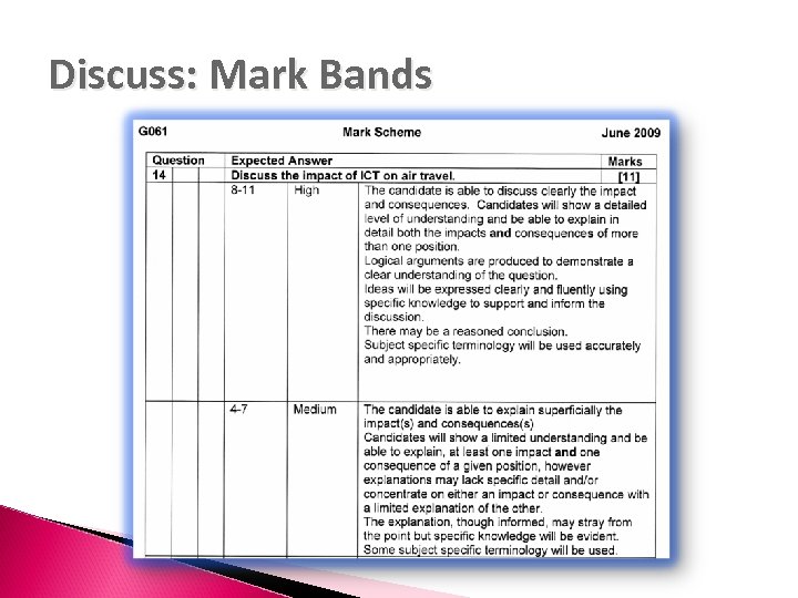 Discuss: Mark Bands 