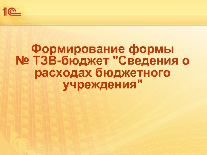 Формирование формы № ТЗВ-бюджет "Сведения о расходах бюджетного учреждения" 