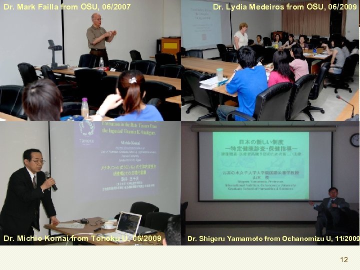 Dr. Mark Failla from OSU, 06/2007 Dr. Michio Komai from Tohoku U, 06/2009 Dr.