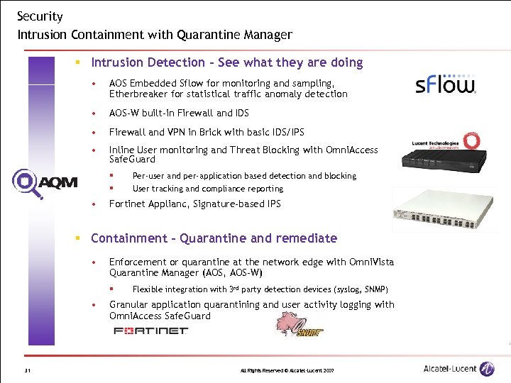 Security Intrusion Containment with Quarantine Manager § Intrusion Detection – See what they are