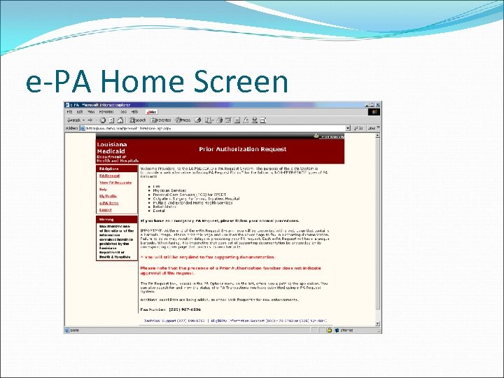 e-PA Home Screen 