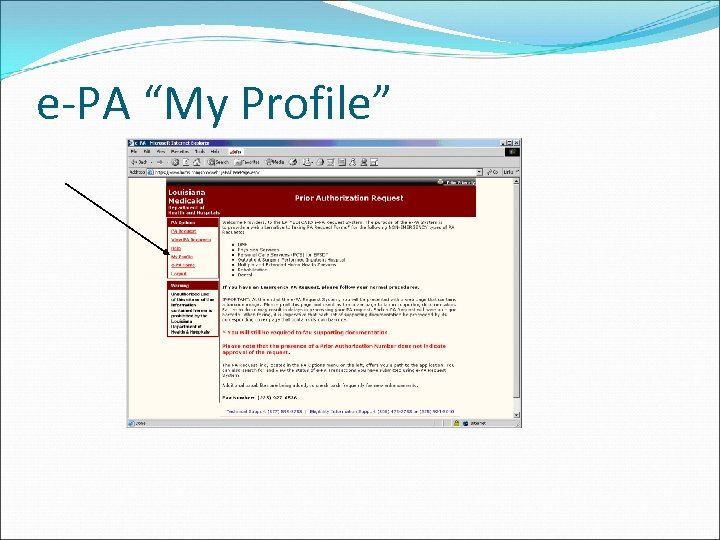 e-PA “My Profile” 