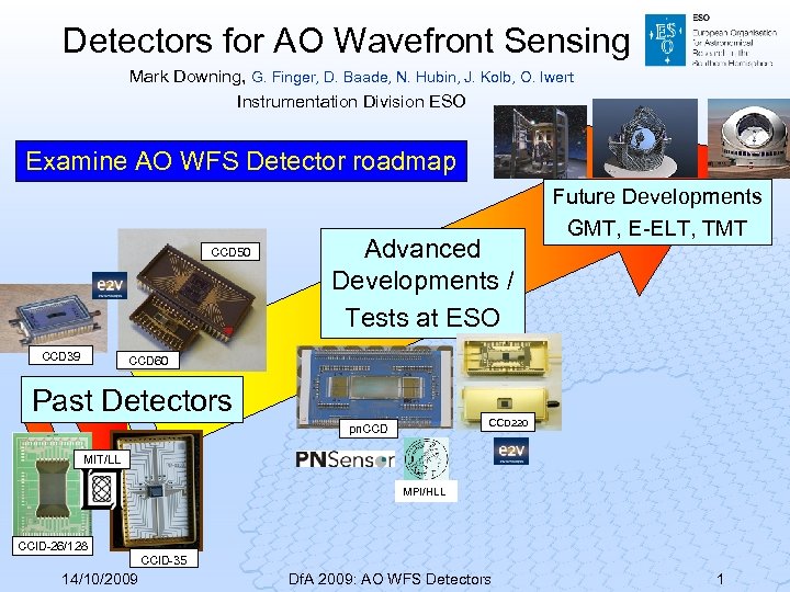 Detectors for AO Wavefront Sensing Mark Downing, G. Finger, D. Baade, N. Hubin, J.