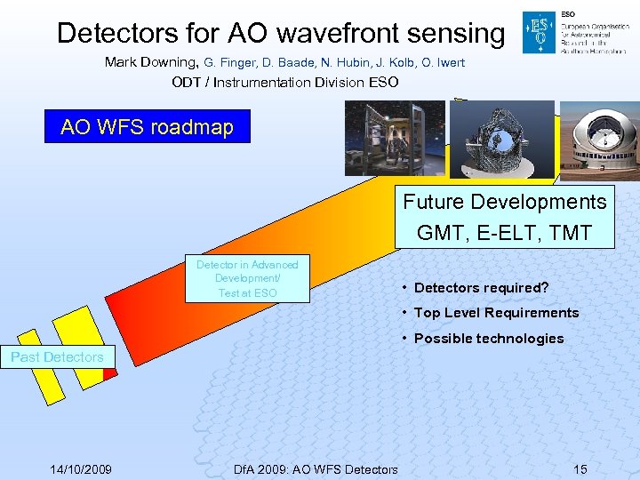 Detectors for AO wavefront sensing Mark Downing, G. Finger, D. Baade, N. Hubin, J.