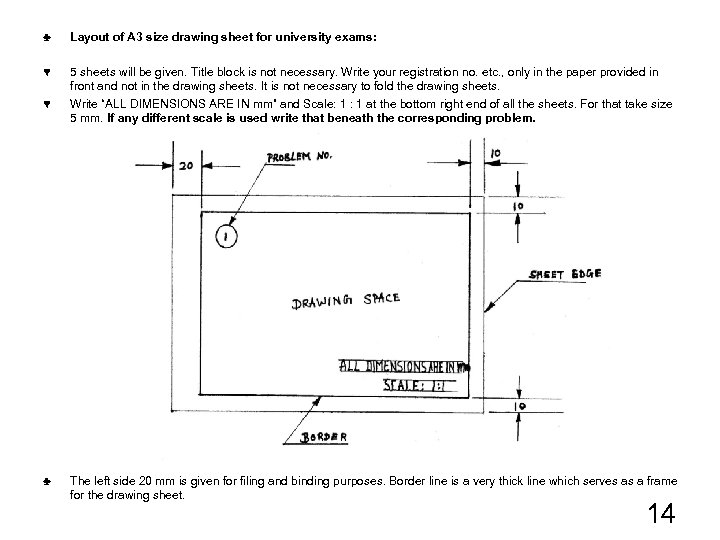 ♣ Layout of A 3 size drawing sheet for university exams: ♥ 5 sheets