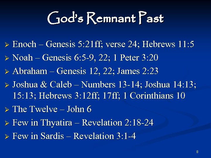 God’s Remnant Past Enoch – Genesis 5: 21 ff; verse 24; Hebrews 11: 5