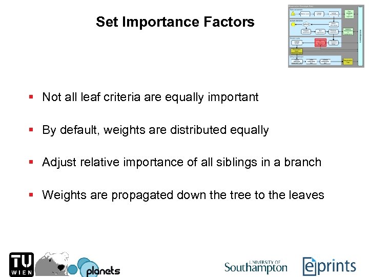 Set Importance Factors § Not all leaf criteria are equally important § By default,