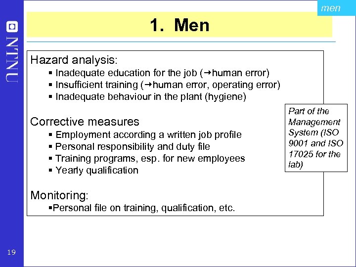 men 1. Men Hazard analysis: § Inadequate education for the job ( human error)