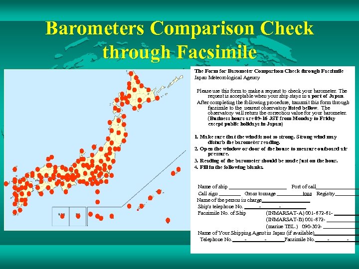 Barometers Comparison Check through Facsimile The Form for Barometer Comparison Check through Facsimile Japan