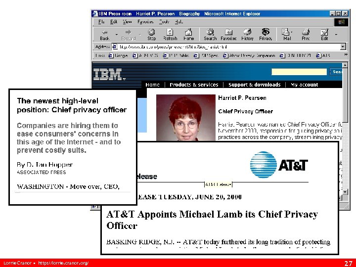 Lorrie Cranor • http: //lorrie. cranor. org/ 27 