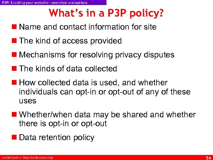 P 3 P: Enabling your web site – overview and options What’s in a