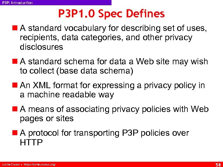 P 3 P: Introduction P 3 P 1. 0 Spec Defines n A standard