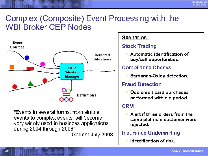 Complex (Composite) Event Processing with the WBI Broker CEP Nodes Scenarios: Stock Trading §