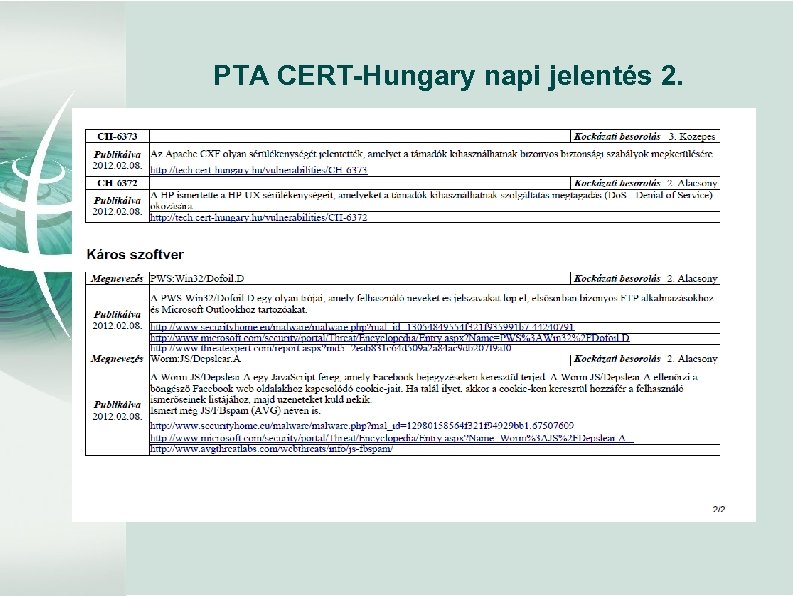 PTA CERT-Hungary napi jelentés 2. 
