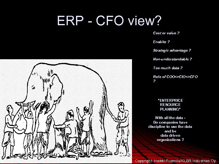 ERP - CFO view? Cost or value ? Enabler ? Strategic advantage ? Non-understandable