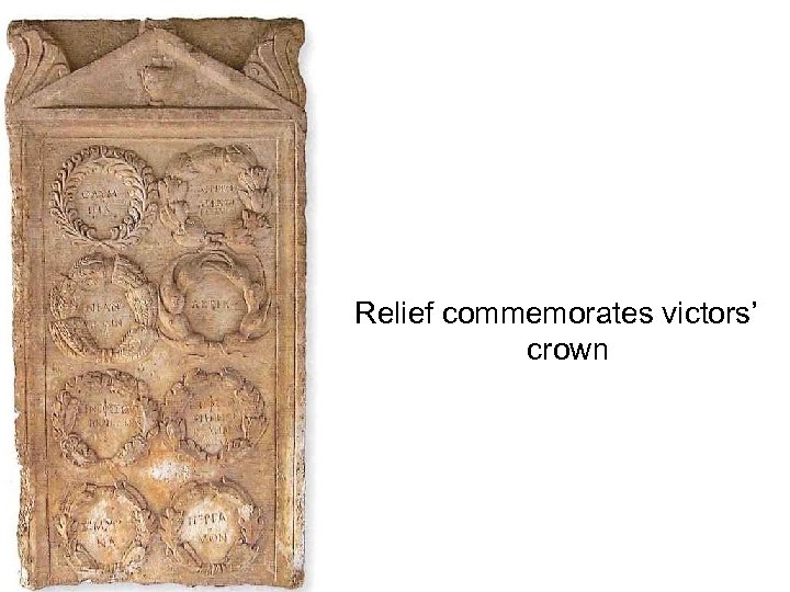 Relief commemorates victors’ crown 