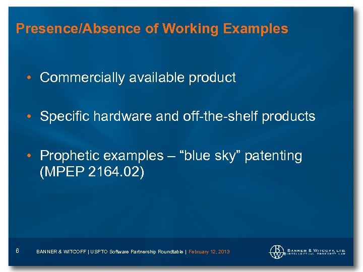 Presence/Absence of Working Examples • Commercially available product • Specific hardware and off-the-shelf products