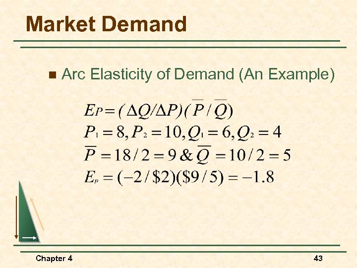 Market Demand n Arc Elasticity of Demand (An Example) Chapter 4 43 