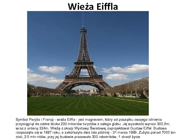 Wieża Eiffla Symbol Paryża i Francji - wieża Eiffla - jest magnesem, który od