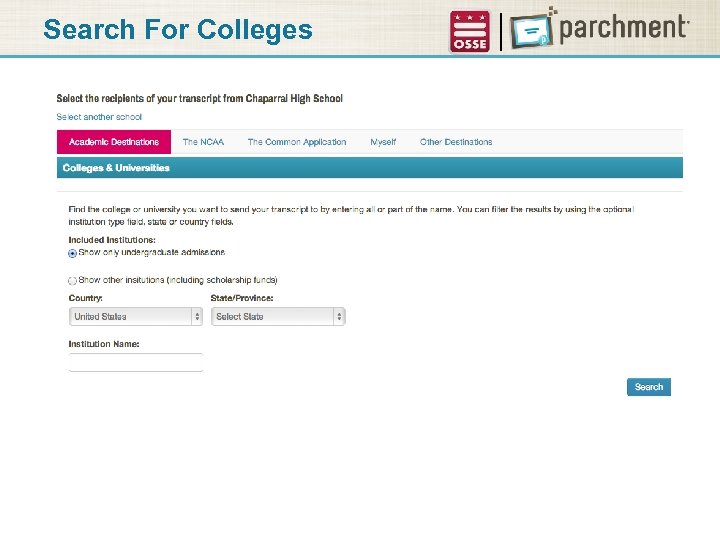 Search For Colleges 