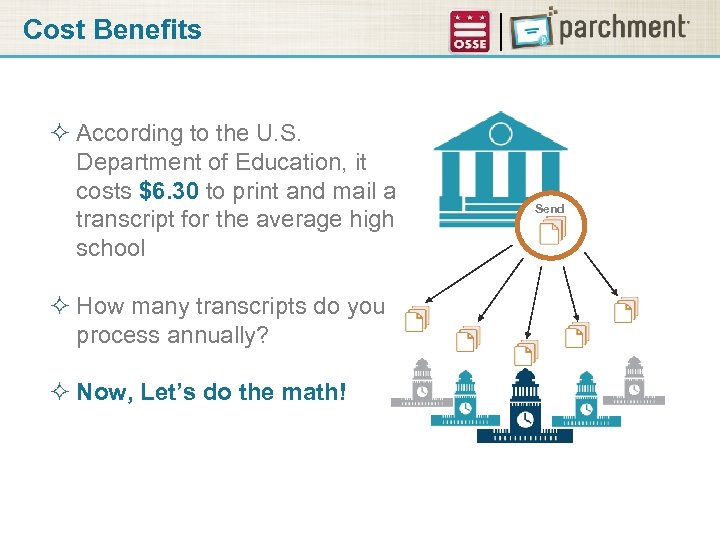 Cost Benefits ² According to the U. S. Department of Education, it costs $6.