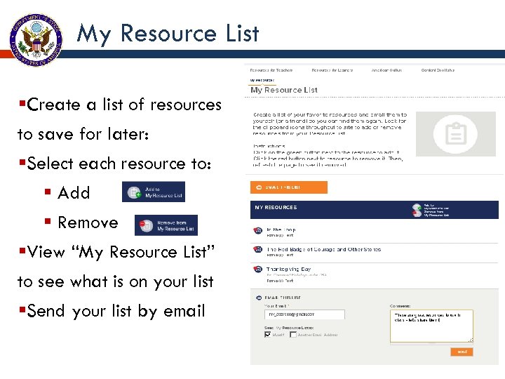 My Resource List §Create a list of resources to save for later: §Select each