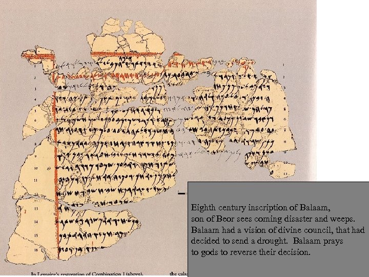 Eighth century inscription of Balaam, son of Beor sees coming disaster and weeps. Balaam