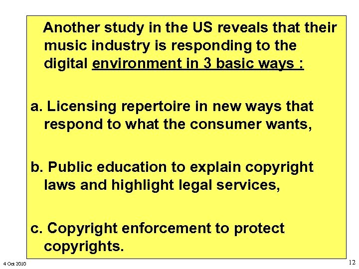 Another study in the US reveals that their music industry is responding to the