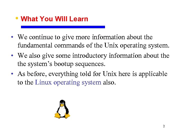  • What You Will Learn • We continue to give more information about