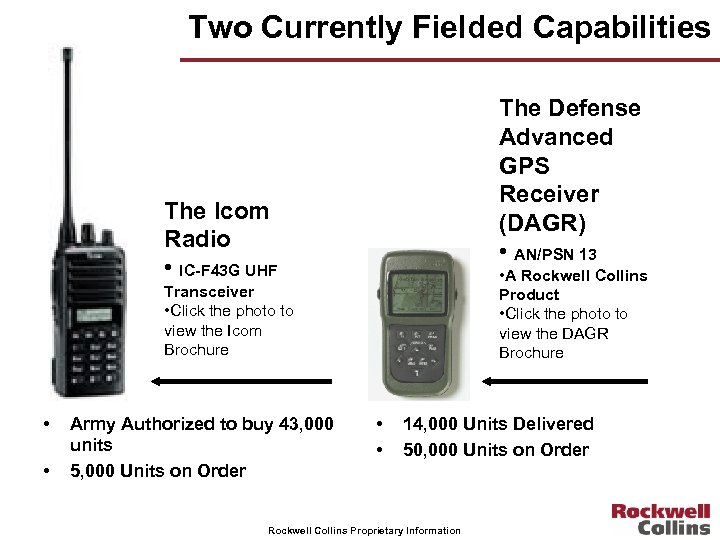 Two Currently Fielded Capabilities The Defense Advanced GPS Receiver (DAGR) • AN/PSN 13 The