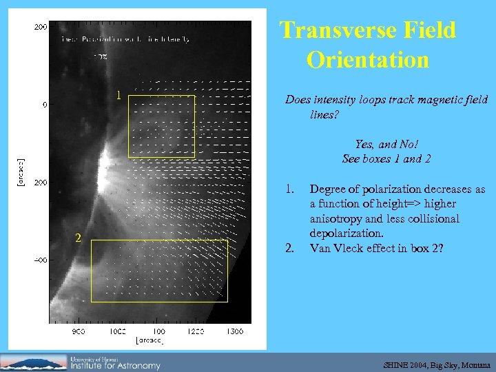 Transverse Field Orientation 1 Does intensity loops track magnetic field lines? Yes, and No!