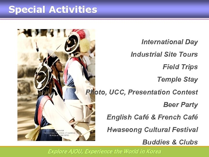 Special Activities International Day Industrial Site Tours Field Trips Temple Stay Photo, UCC, Presentation