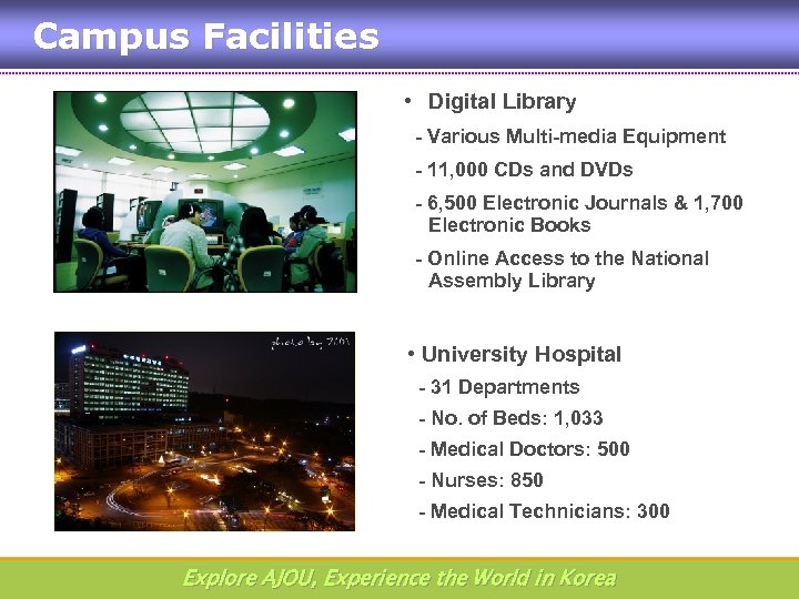 Campus Facilities • Digital Library - Various Multi-media Equipment - 11, 000 CDs and