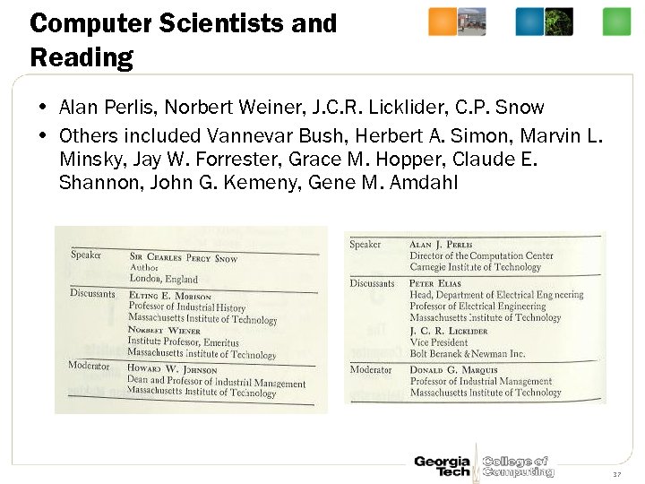 Computer Scientists and Reading • Alan Perlis, Norbert Weiner, J. C. R. Licklider, C.