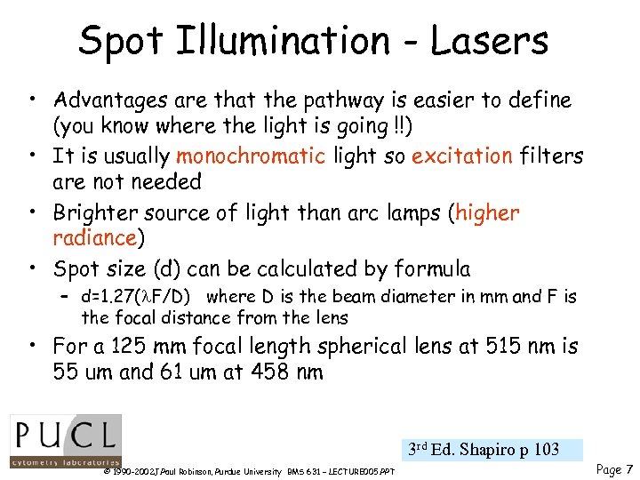 BMS 631 — LECTURE 5 Flow Cytometry Theory