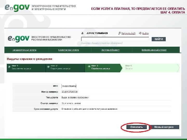 ЭЛЕКТРОННОЕ ПРАВИТЕЛЬСТВО И ЭЛЕКТРОННЫЕ УСЛУГИ ЕСЛИ УСЛУГА ПЛАТНАЯ, ТО ПРЕДЛАГАЕТСЯ ЕЕ ОПЛАТИТЬ ШАГ 4.