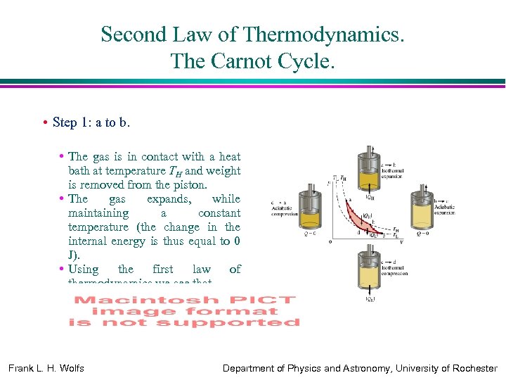 Second Law of Thermodynamics. The Carnot Cycle. • Step 1: a to b. •