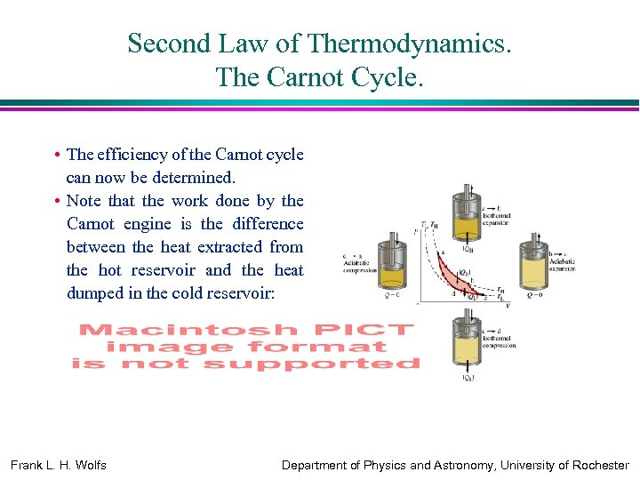 Second Law of Thermodynamics. The Carnot Cycle. • The efficiency of the Carnot cycle